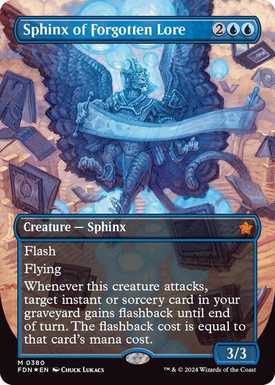 Sphinx of Forgotten Lore (Borderless) (Mana Foil) (Foundations) Near Mint Foil