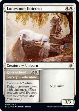Lonesome Unicorn (Throne of Eldraine) Light Play Foil