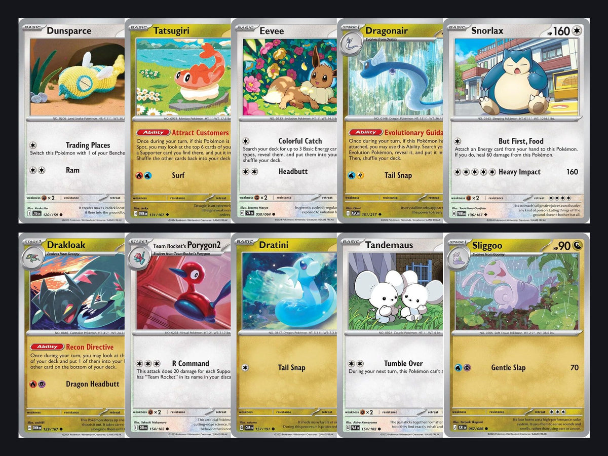 Pokémon Colorless & Dragon Card Lot – 50 Cards, No Duplicates