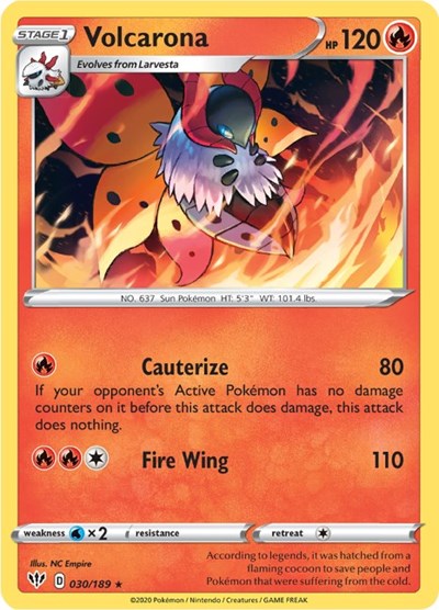 Volcarona (SWSH03: Darkness Ablaze) Near Mint Reverse Holofoil