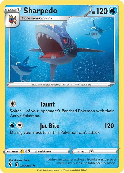 Sharpedo (SWSH07: Evolving Skies) Near Mint Reverse Holofoil