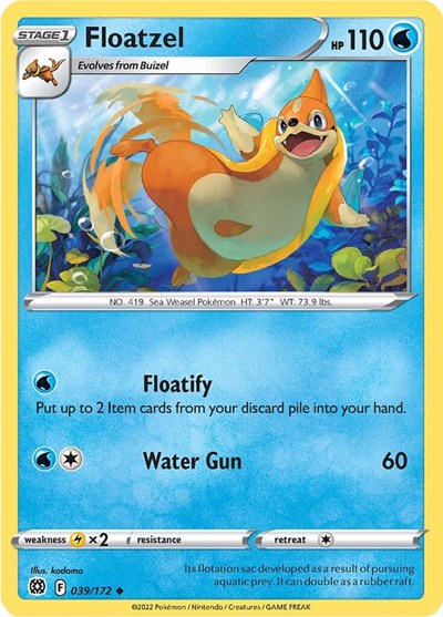 Floatzel (SWSH09: Brilliant Stars) Near Mint Reverse Holofoil