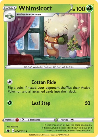 Whimsicott (SWSH01: Sword & Shield Base Set) Near Mint Reverse Holofoil