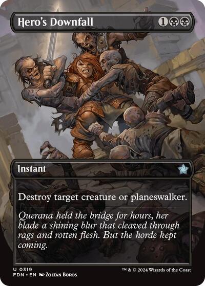Hero's Downfall (Borderless) (Foundations) Light Play Foil