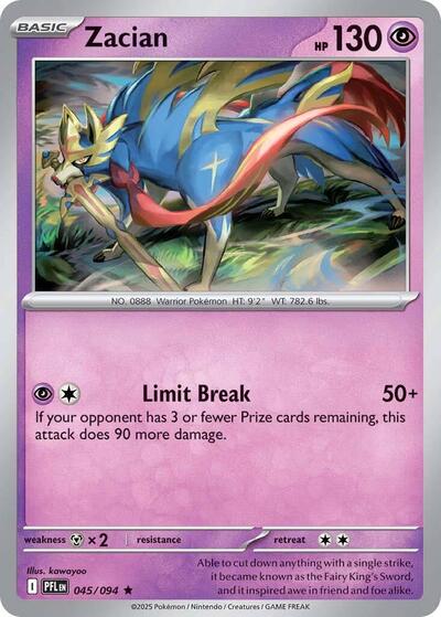 Zacian - 045 (ME02: Phantasmal Flames) Near Mint Reverse Holofoil