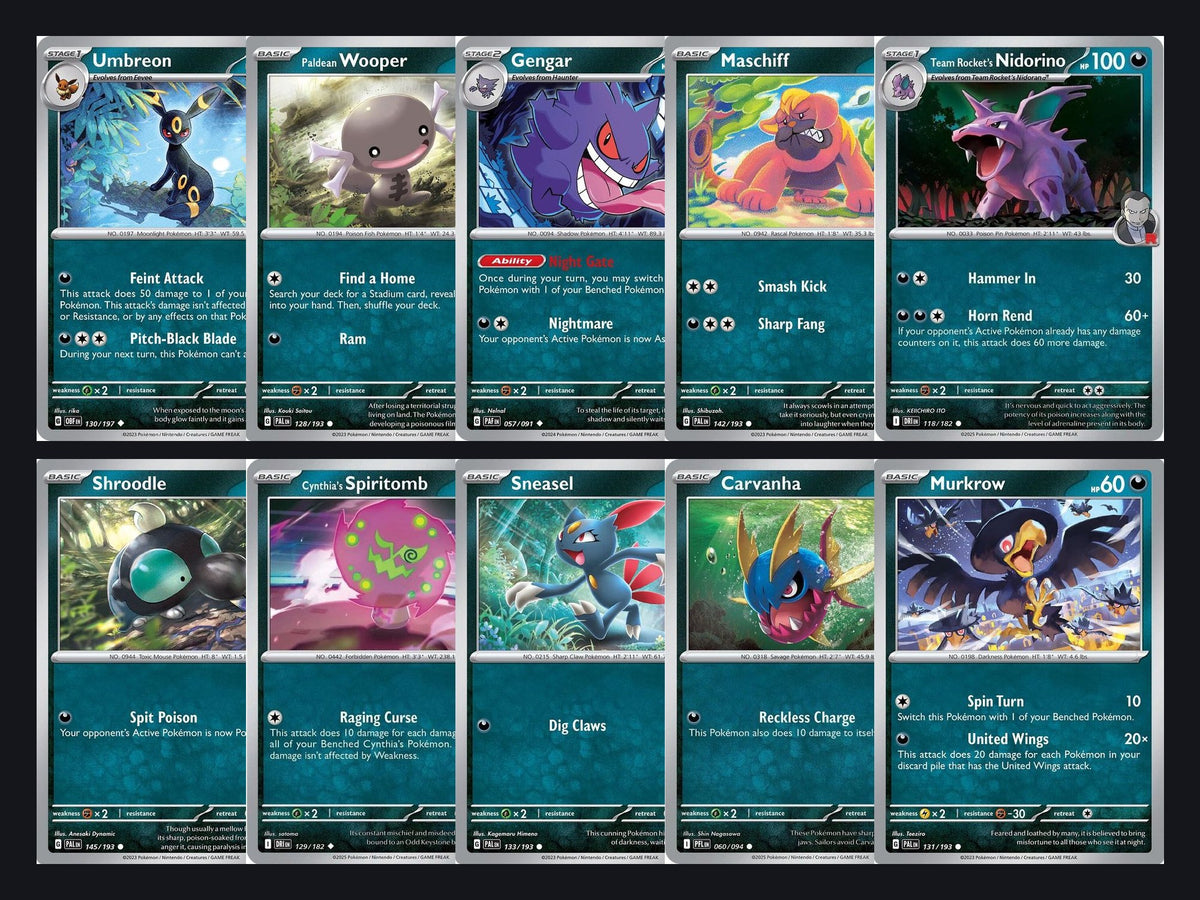 Pokémon Darkness Card Lot – 50 Cards, No Duplicates
