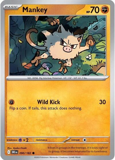 Mankey (SV10: Destined Rivals) Near Mint Reverse Holofoil