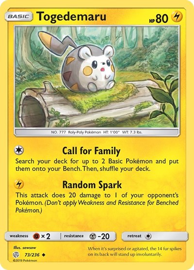 Togedemaru - 73 (SM - Cosmic Eclipse) Near Mint Reverse Holofoil