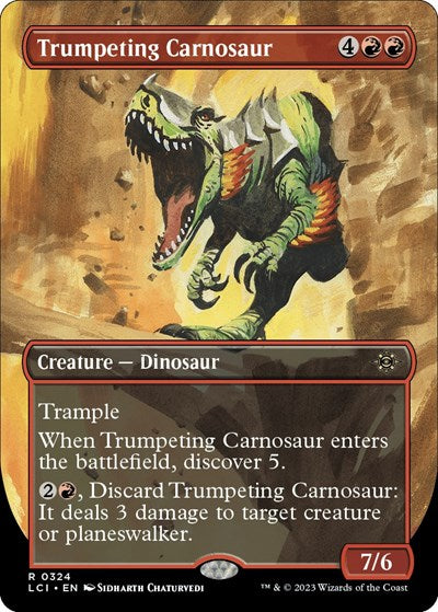 Trumpeting Carnosaur (Borderless) (The Lost Caverns of Ixalan) Near Mint Foil