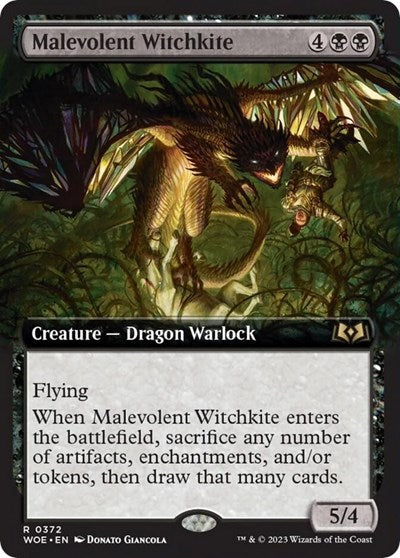 Malevolent Witchkite (Extended Art) (Wilds of Eldraine) Light Play