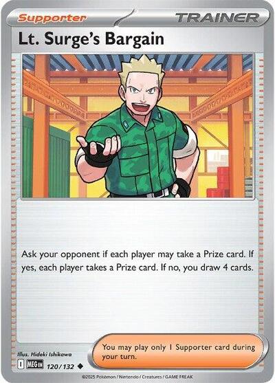 Lt. Surge's Bargain - 120 (ME01: Mega Evolution) Near Mint Reverse Holofoil
