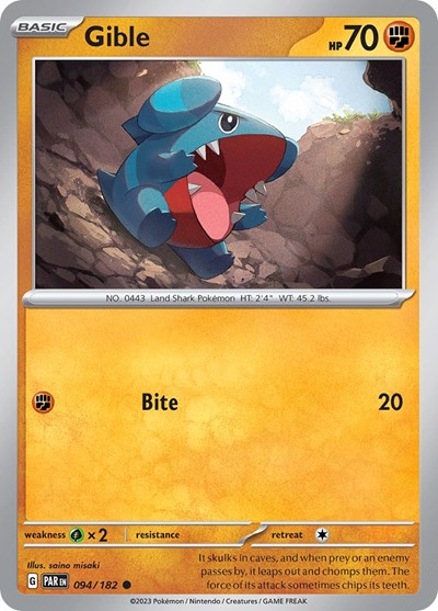 Gible (Scarlet and Violet: Paradox Rift) Near Mint Reverse Holofoil
