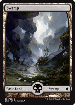 Swamp (264) (Full Art) (Battle for Zendikar) Light Play