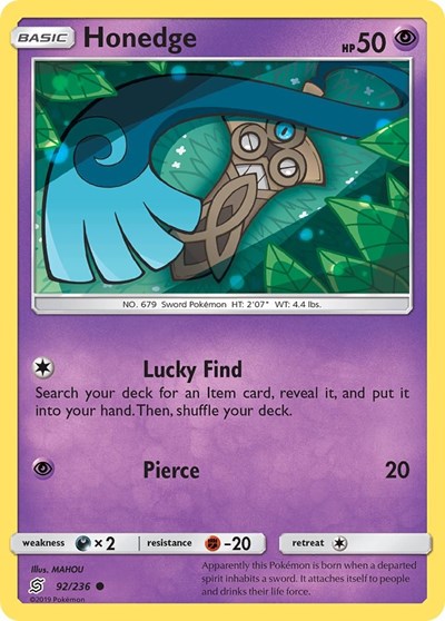 Honedge (92) (SM - Unified Minds) Near Mint Reverse Holofoil