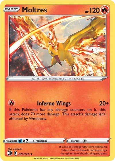 Moltres (SWSH09: Brilliant Stars) Near Mint Holofoil