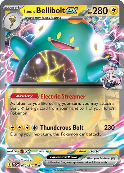 Iono's Bellibolt ex - 070 (ME: Ascended Heroes) Near Mint Holofoil