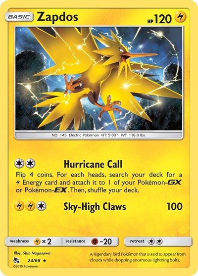 Zapdos (Hidden Fates) Near Mint Reverse Holofoil