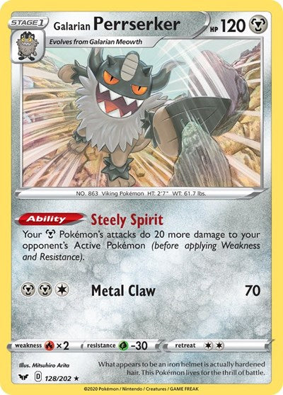 Galarian Perrserker 128/202 (SWSH Base Set) (Deck Exclusives) Near Mint