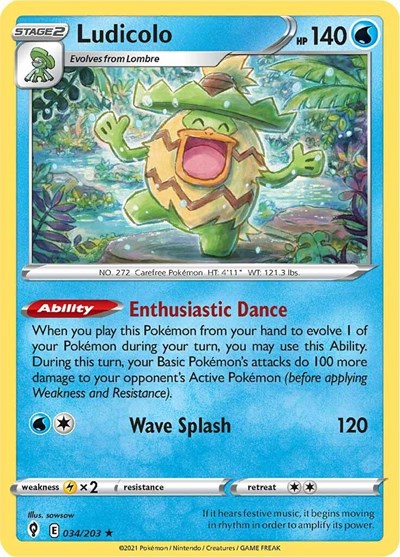 Ludicolo (SWSH07: Evolving Skies) Near Mint Reverse Holofoil