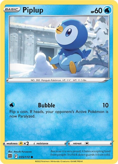 Piplup (SWSH09: Brilliant Stars) Near Mint Reverse Holofoil