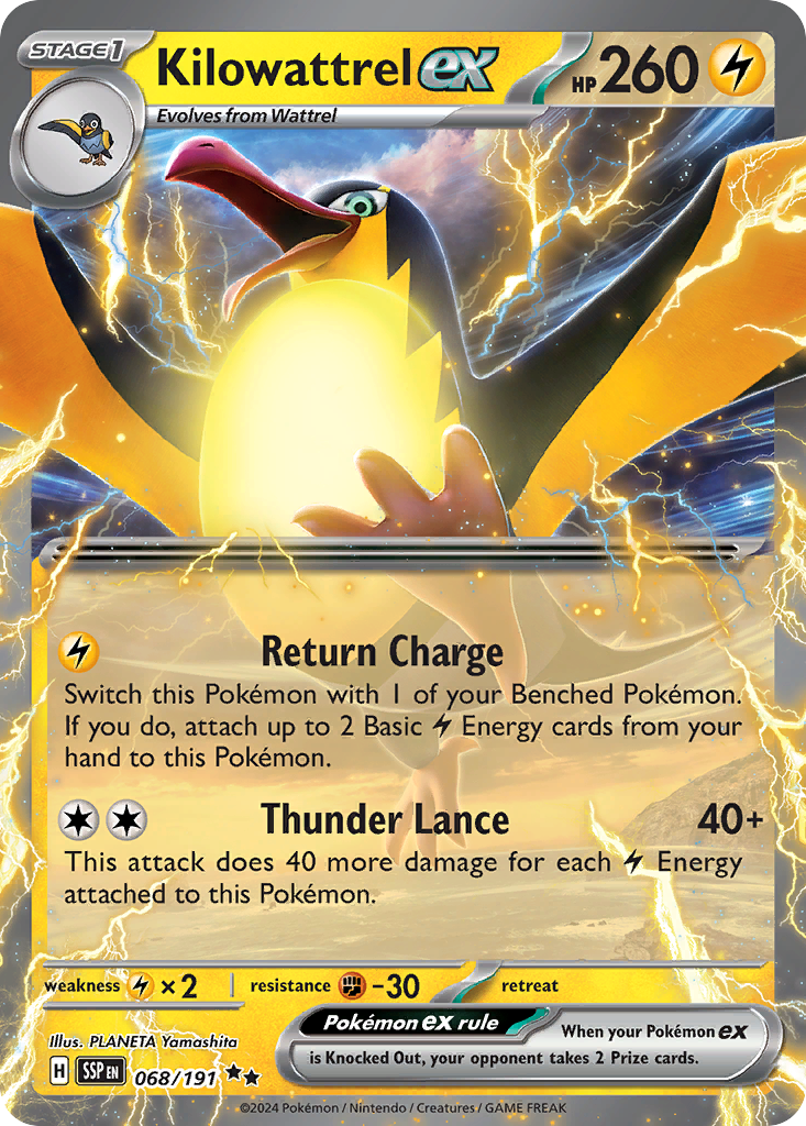 Kilowattrel ex (SV08: Surging Sparks) Near Mint Holofoil