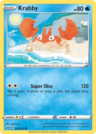 Krabby (043) (SWSH01: Sword & Shield Base Set) Near Mint