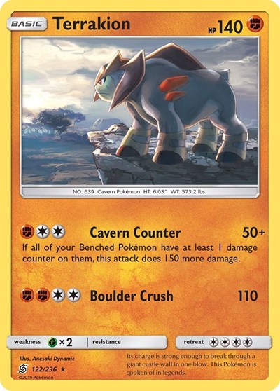 Terrakion (SM - Unified Minds) Near Mint Reverse Holofoil