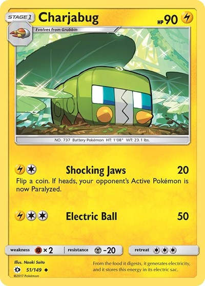 Charjabug (SM Base Set) Near Mint Reverse Holofoil