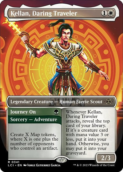 Kellan, Daring Traveler (Borderless) (The Lost Caverns of Ixalan) Light Play