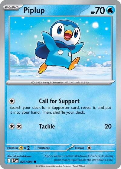 Piplup - 027 (ME02: Phantasmal Flames) Near Mint Reverse Holofoil