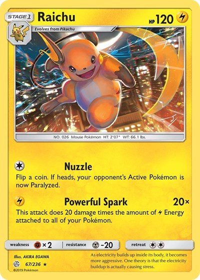 Raichu (SM - Cosmic Eclipse) Near Mint Reverse Holofoil