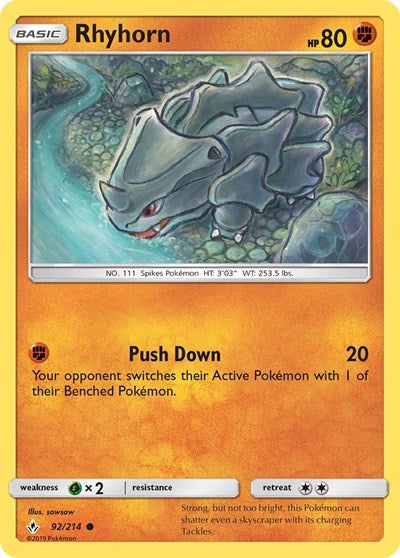 Rhyhorn (92) (SM - Unbroken Bonds) Near Mint Reverse Holofoil