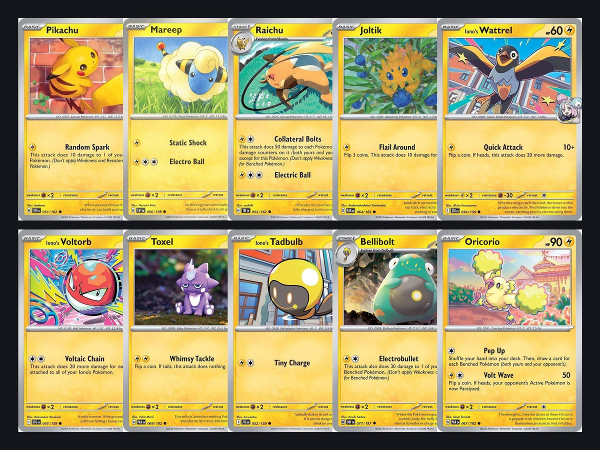 Pokémon Lightning Card Lot – 50 Cards, No Duplicates