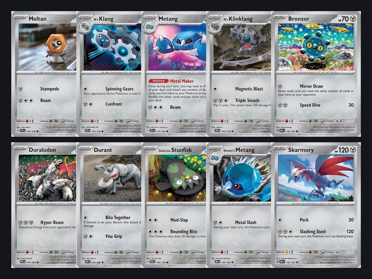 Pokémon Metal Card Lot – 50 Cards, No Duplicates