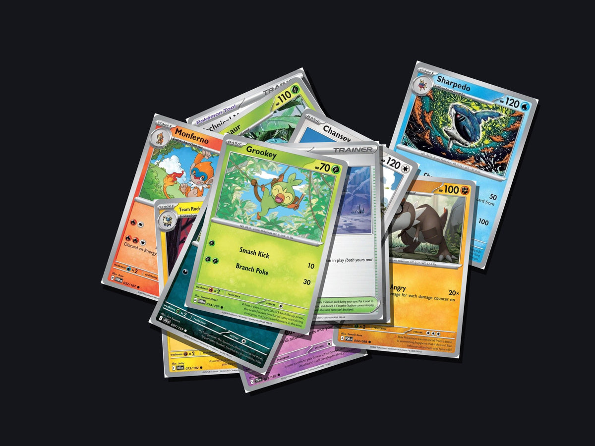 pokemon mixed type card lot 500 cards no duplicates – pile view
