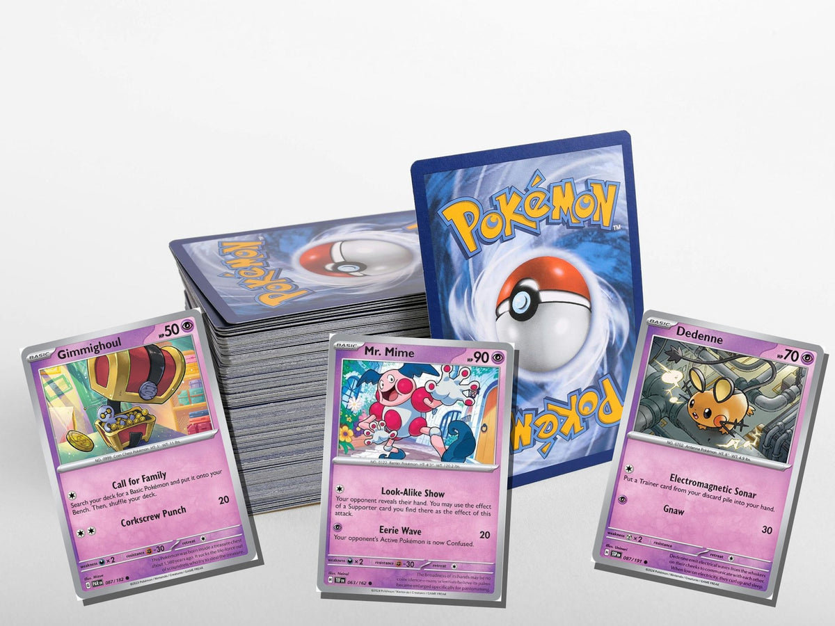 pokemon psychic card lot 50 cards no duplicates – stack view